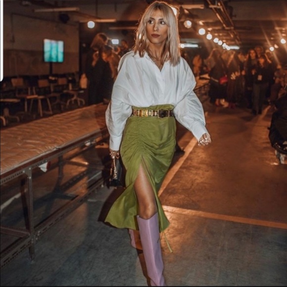 GATHERED MIDI SKIRT TRF - Picture 2 of 14